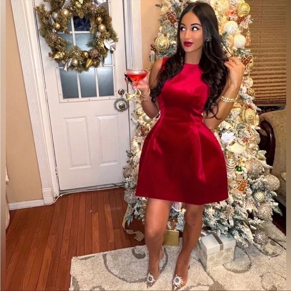 Zara red velvet voluminous mini sleeveless dress - Picture 5 of 11
